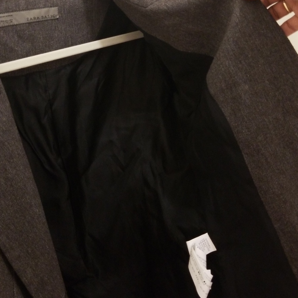 Zara Basic Gray Wool/Polyester Blazer - image 7